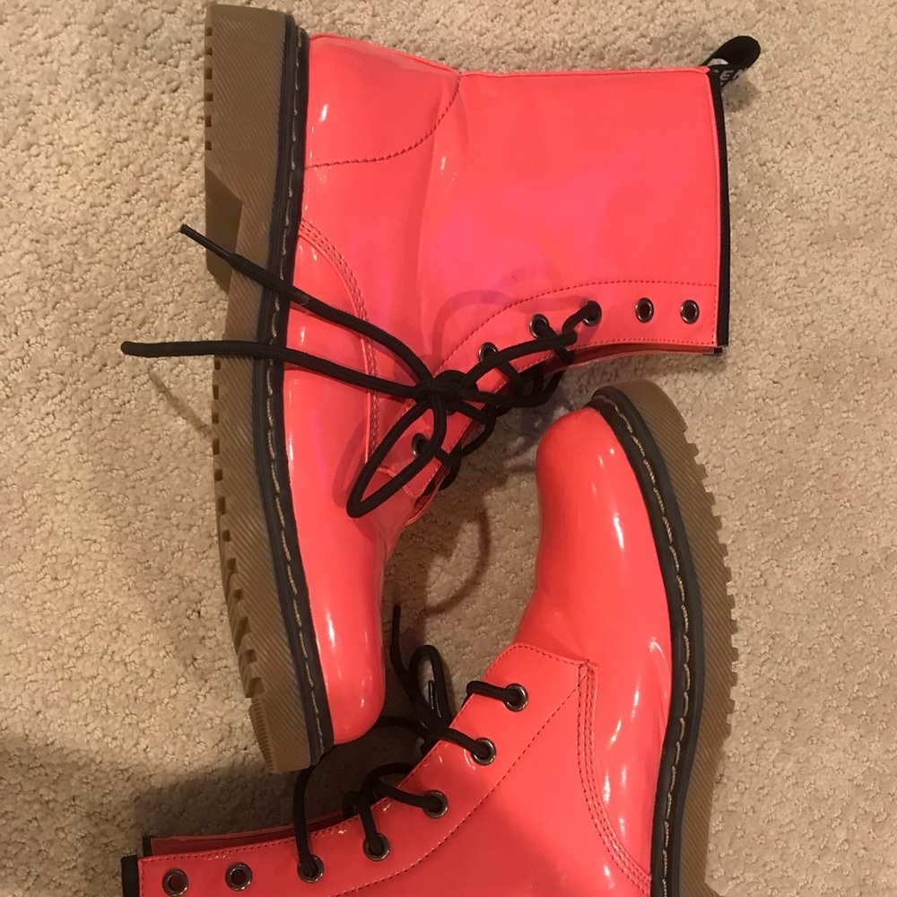 Pink combat boots